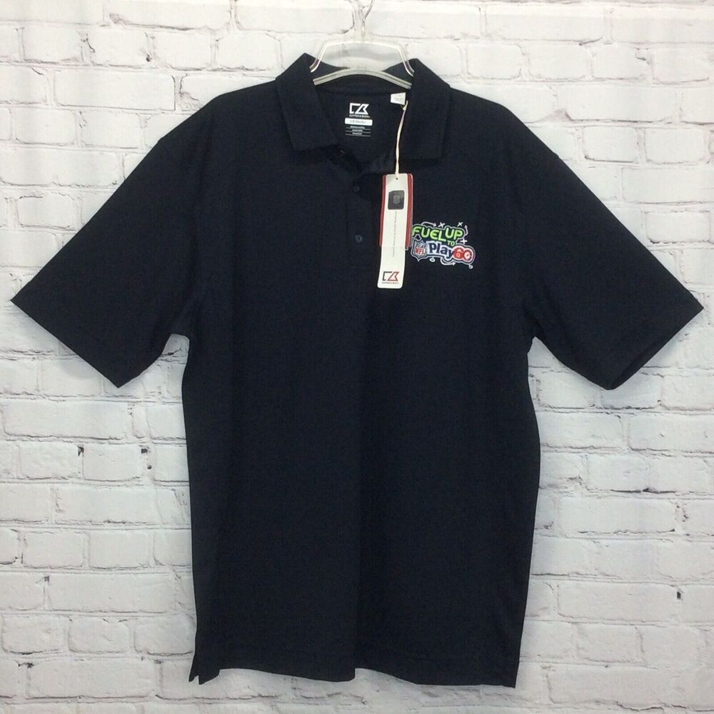 Cutter & Buck NFL Polo Men’s Size L “Fuel Up To Play 60” Dry Tec Athleisure Navy